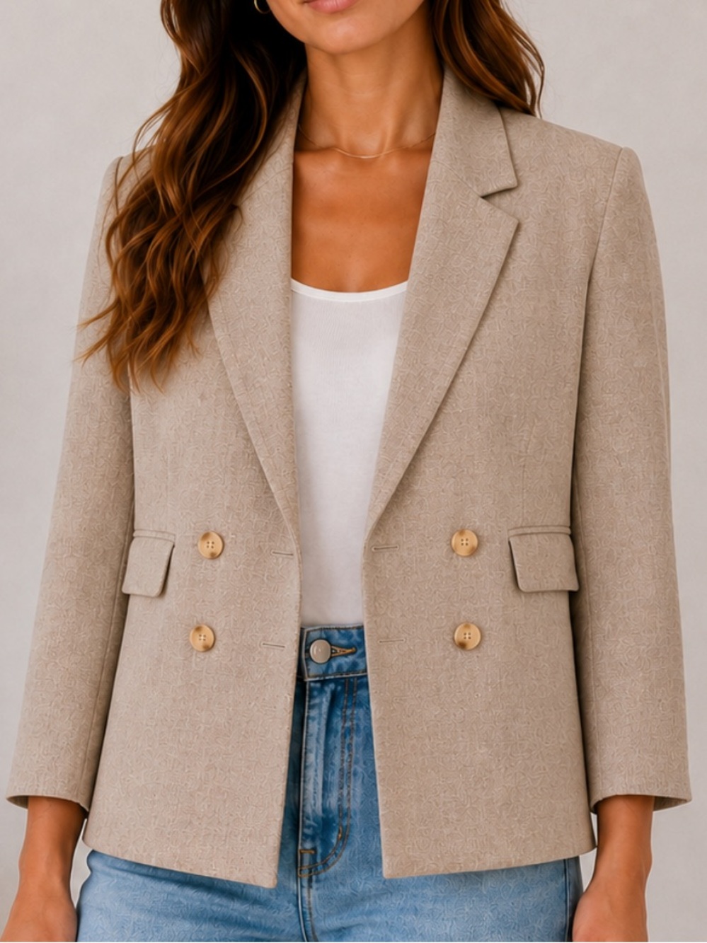 Old Navy Tan Double Breasted Blazer